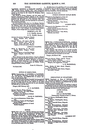 Edinburgh Gazette 1907 Incorporation Image